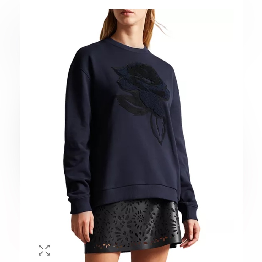 Ted Baker Navy Darsena Floral Graphic Sweatshirt Exc. Cond! Size 4/ XL